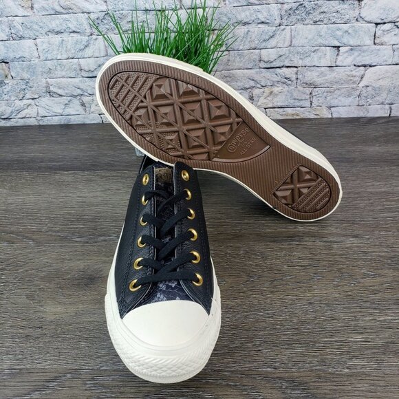 Converse Black and White Sneakers with Gold Accents - Picture 6 of 8